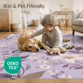 thumbnail image 4 of ODIKA 6'x9' Lavender Floral Elegance with Crocus Petal Washable Area Rug Elegant Blossom and Leaf Design for Modern Decor Non-Slip, Chair-Friendly, for Dining Room, Under Table, Office Décor, 4 of 7