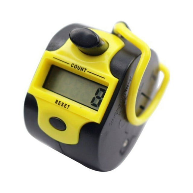 facefd Mini Tally Counter Knit Row Clickers 5 Digit Handheld Manual Digital LCD Electronic Counting Tool Weave Supplies Yellow