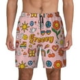 thumbnail image 2 of Picia Retro 70s Hippie pattern Mens Swim Trunks with Compression Liner Stretch Beach Shorts Quick Dry with Zipper Pockets No-Chafing Board Shorts-Small, 2 of 9