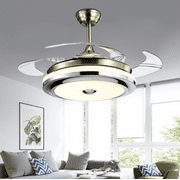 EASYG Retractable Ceiling Fan Light Stainless Steel LED Pendant Lamp Fan&Light Stainless Steel