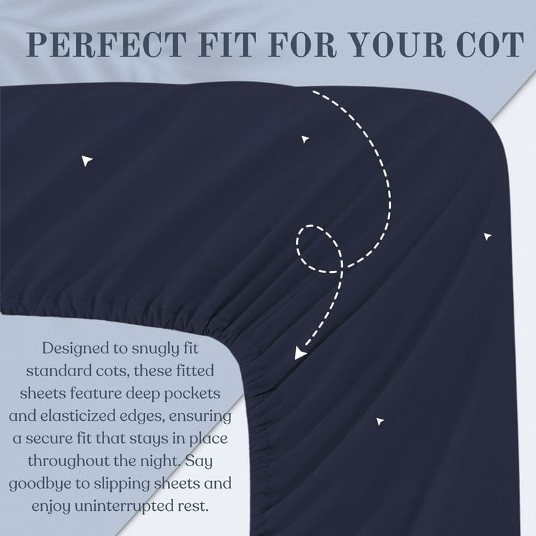 Cot Sheet 31 x 75 x 9 Narrow Twin Size 2 Piece Cot Fitted Sheet RV Bunk Camp Bunk Guest Beds Army Cots Trifold Mattress Navy Blue Solid