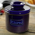 thumbnail image 5 of Butter Bell® Crock – Café Retro Cobalt Ceramic Butter Holder with Lid, Keeper for Spreadable Butter, 5 of 7