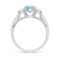 thumbnail image 2 of ANGARA Natural Classic Prong Set Round Aquamarine and Diamond Three Stone Ring in 14K White Gold for Women (Size-6mm) | March Birthstone, Anniversary, Jewelry Gift for Women | Natural Aquamarine Ring, 2 of 9
