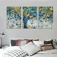 thumbnail image 3 of Shangniulu Canvas Wall Art Blue Tree Golden Butterflies Picture Abstract Grey Graffiti Canvas Prints Ready to Hang for Living Room Bedroom, 3 of 4