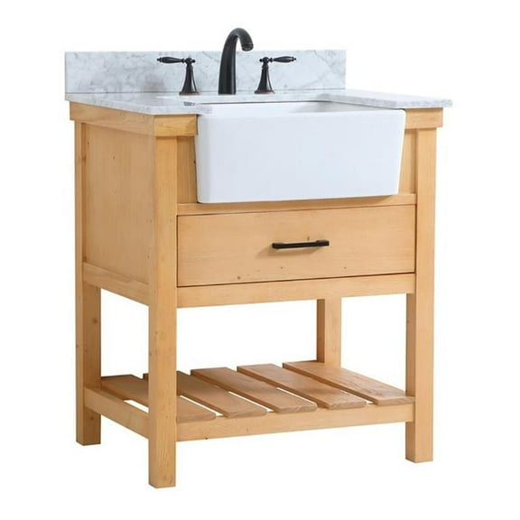 Elegant Decor Clement 30" Single Bathroom Vanity with Backsplash in Natural Wood