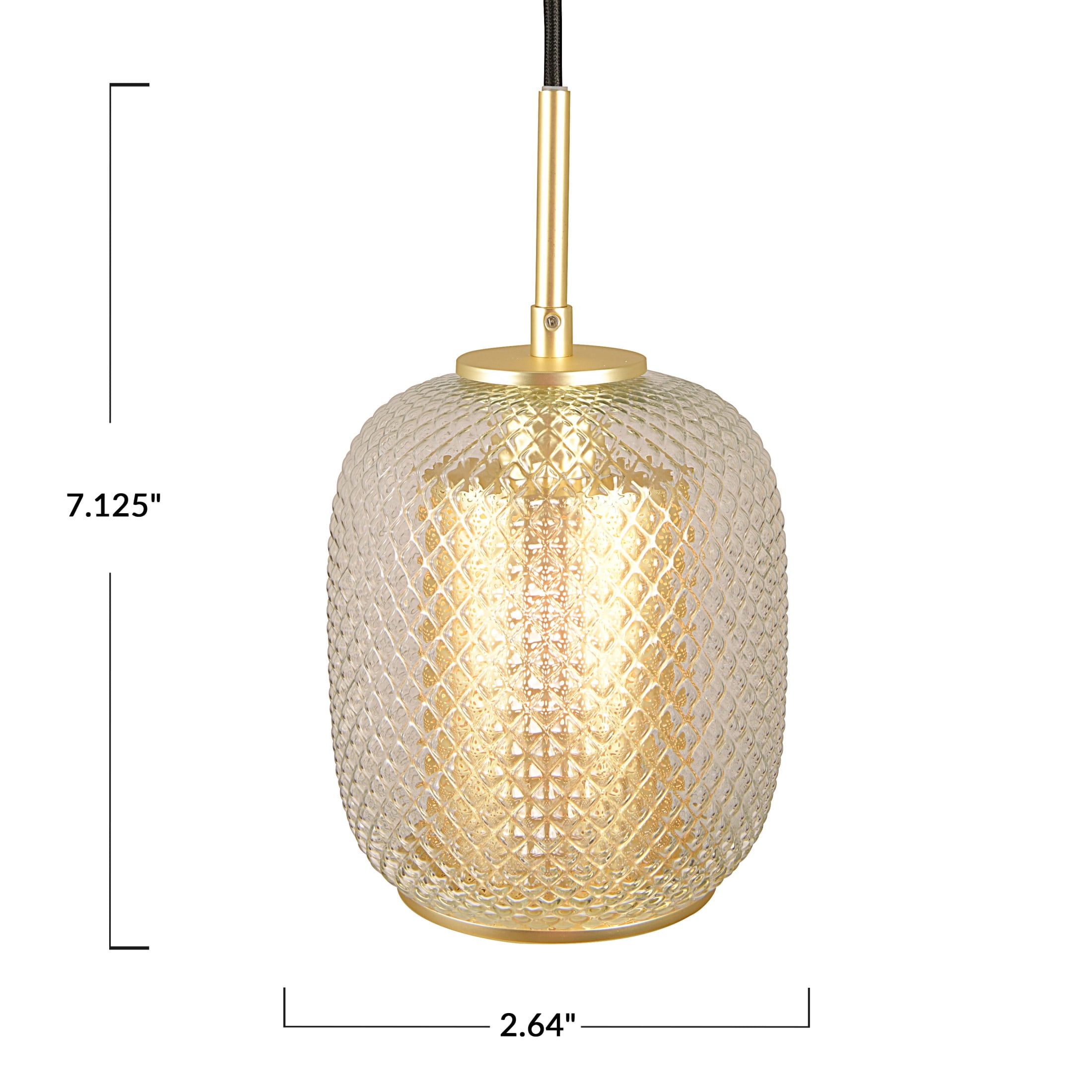 Creative Co-Op Vintage Embossed Glass and Metal Ceiling Light, Clear and Gold