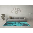 thumbnail image 3 of Ahgly Company Indoor Round Abstract Turquoise Blue Modern Area Rugs, 4' Round, 3 of 4