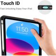 thumbnail image 4 of KOMI for iPad 10th Generation Case 2022 with Pencil Holder, iPad 10.9 Inch Case [Support Touch ID] Flexible TPU Back Shell Smart Trifold Stand Protective Cover, Auto Wake/Sleep, 4 of 5