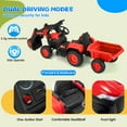 thumbnail image 4 of Erommy Ride on Excavator Toys with Remote Control, 12 V Battery Powered Ride on Tractor with Trailer, Digger, Horn, Lights, Music Player, Safety Belt, Red, 4 of 13
