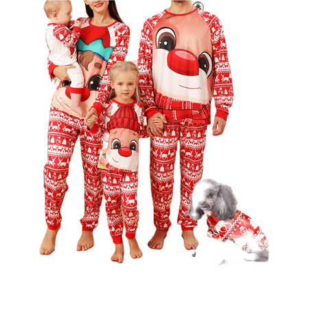 

Ma&Baby Matching Parent-Child Christmas Pajamas Christmas Cartoon Elk Print Pjs Set Holiday Sleepwear
