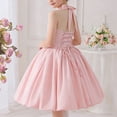 thumbnail image 6 of Girls' Halter Neck Bow Back Short Dress, Elegant Formal Party Dress for Piano Recitals 7-15 Years Pink 11-12Years, 6 of 9