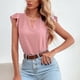 thumbnail image 3 of Camisas de manga corta con volantes para mujer, blusas holgadas de punto a la moda de verano para mujer, blusas de manga corta con recortes, Tops para trabajo diario, viajes, Rosa M, 3 of 8