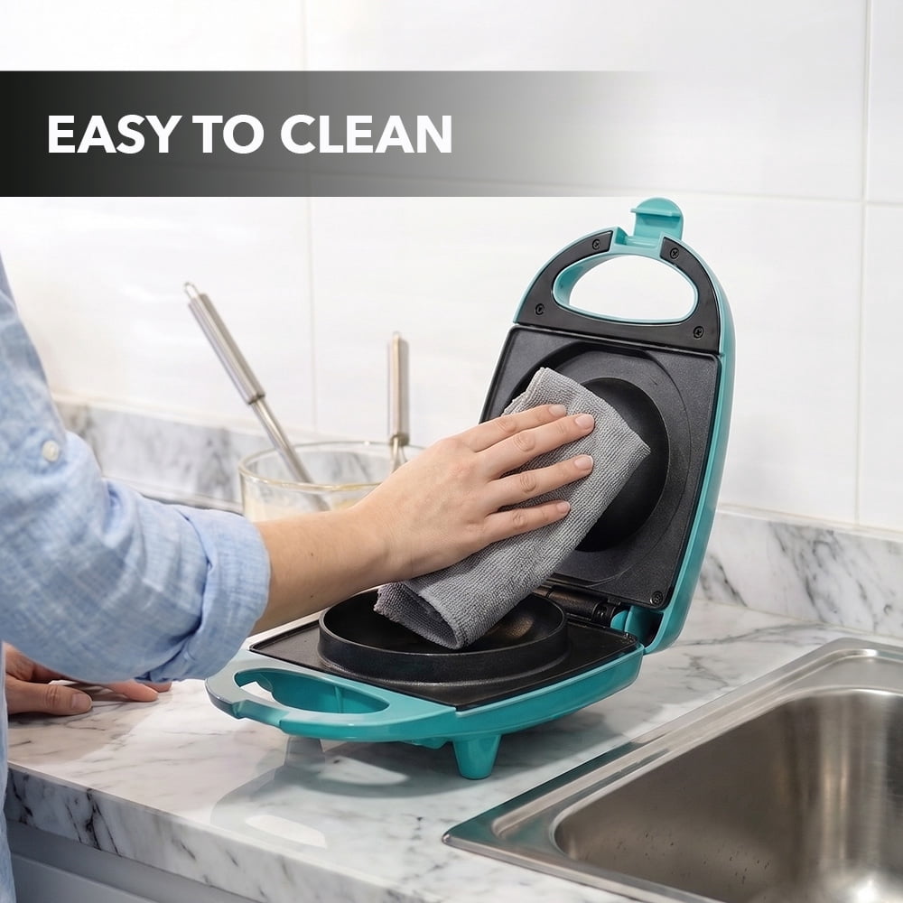 OVENTE Electric Waffle Bowl Maker, 520W Power, Turquoise WMB2405BL | Non-Stick Coating, Indicator Light and Cool Touch Handle, Perfect for Homemade Ice Cream Cups & Delicious Desserts