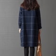 thumbnail image 6 of Quixlent Women's Vintage Plaid Dress Casual Long Sleeve Cotton Linen Dress Fall Loose Fit Checkered Crew Neck Tunic Midi Dress, 6 of 8