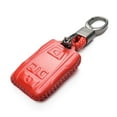 thumbnail image 2 of Vitodeco Genuine Leather Key Fob Case Cover Compatible for 2019-2021 GMC Sierra, Canyon, Chevy Silverado 1500, Tahoe, Colorado, Suburban (4-Button, Red), 2 of 5
