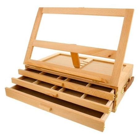 US Art Supply GRAND SOLANA 3-Drawer Adjustable Wood Storage Box Fold Down (Best Way To Store Art Supplies)