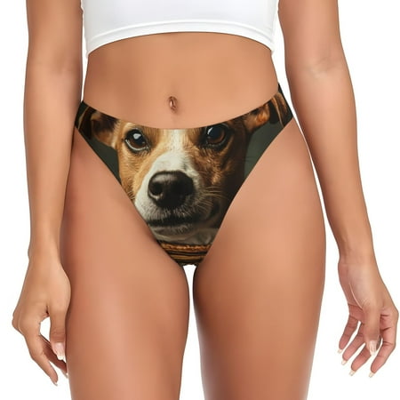 Sigee Modern Cute Dog for Women s G-String Panty  Low Rise  Soft Lace Perfect for Everyday Wear or Special Occasions-Medium