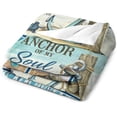 thumbnail image 4 of Nautical Anchor Blanket Christian Jesus Sea Turtle Decor Throw Blanket Jesus is The Anchor of My Soul Blanket Gifts for Girls Boys Warm Soft Plush Fleece Flannel Blanket for Kids Adults Women 40"x50", 4 of 6