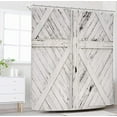 thumbnail image 2 of Cortina de ducha rústica estilo western con diseño de puerta de granero de granja, pintura de madera gris y blanca, para hombre y mujer, diseño de puerta, decoración del hogar, estilo western, juego, 2 of 5