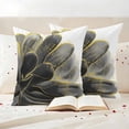 thumbnail image 3 of Black Grey Outdoor Waterproof Pillow Covers, Vintage Gold Ink Floral Chinese Painting Decorative Square Throw Pillowcase Sofa Cushion Sham for Patio/Couch/Chair, 18"x18" 2 Pack, 3 of 8
