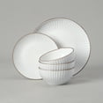 thumbnail image 5 of Famiware Eden Stoneware Dinnerware Sets, 12-Piece Dish Set, White Stripe, 5 of 6