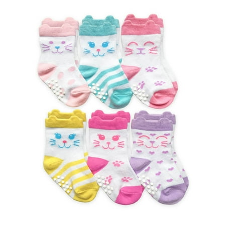 Jefferies Socks Baby Girls Non-Skid 3D Ears Cat Socks,