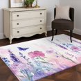 thumbnail image 4 of Spring Flower Area&nbsp;Rug 4x6ft Idyllic Purple Lavender Butterfly Non-Slip&nbsp;Washable Square&nbsp;Rugs Soft Felt Indoor Floor Mat for Bedroom Kitchen Living Room Bathroom, 4 of 9