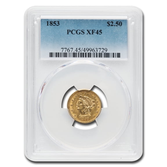 1853 $2.50 Liberty Gold Quarter Eagle XF-45 PCGS