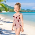 thumbnail image 5 of Girls Ruffled One Piece Swimsuit Summer Beach Vacation Swimwear Tank Swimsuit Strawberry and Flower, 5 of 8