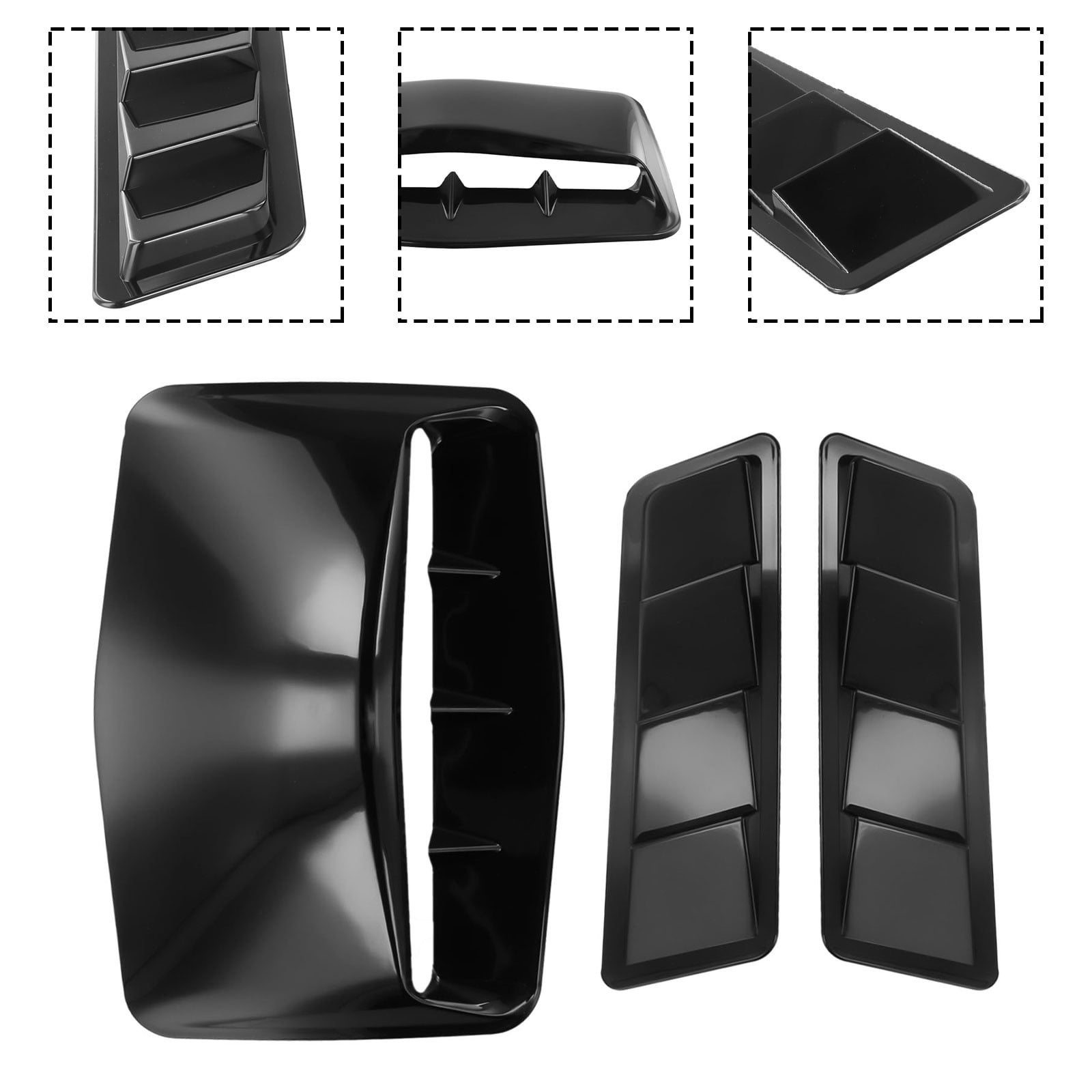 Car Vent Decorative Air Flow Intake Bonnet Hood Scoop Cover Set 3PCS