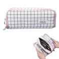 thumbnail image 2 of Estuche grande de lona para lápices, bolsa de maquillaje con cremallera, múltiples compartimentos, organizador de lápices ligero, 2 of 8