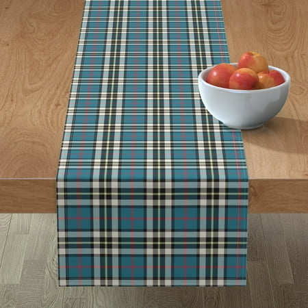 

Cotton Sateen Table Runner 72 - Tartan Plaid Check Buffalo Blue Lines Geo Classic Simple Scottish Print Custom Table Linens by Spoonflower
