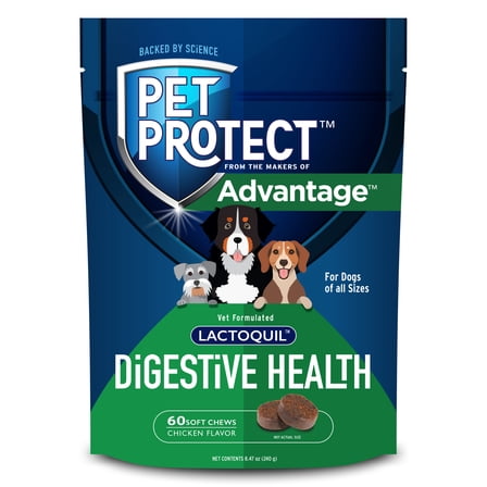 Pet Protect Digestive Health Supplement, Vet-Formulated Lactoquil, Chicken, 60 Soft Chews