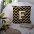 thumbnail image 3 of Letter F Chevron Navy Blue and Gold Fabric Decorative Pillow, 3 of 4