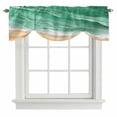 thumbnail image 2 of Ocean Waves Tie Up Valances Curtain, Adjustable Kitchen Abstract Gradient Orange Green Waves Beach Valances for Windows Decor, Rod Pocket Short Curtains Set for Bedroom/Bathroom, 60"x18", 2 of 9