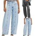 thumbnail image 4 of YanHoo Women's Wide Leg Seamed Front Jeans Trendy Casual High Waisted Stretch Baggy Loose Denim Pants with Pocket Gray,M, 4 of 6