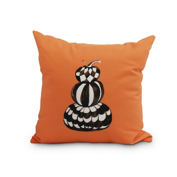 Pumpkin Stack 26 Inch Orange Halloween Print Decorative Throw Pillow