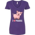 thumbnail image 3 of Inktastic I Love Piggies Cute Pig Women's V-Neck T-Shirt, 3 of 5