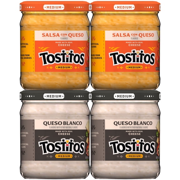 Tostitos Queso Variety Salsa, No Artificial Colors, No Artificial Flavors, 15 oz Jar, 4 Pack