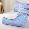 thumbnail image 4 of Erosebridal Mermaid Princess Quilt Full for Boys Girls, Purple Fish Scales Full Bedspread Sets, 3-Piece, 4 of 7