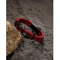 thumbnail image 3 of Double Skull Bracelets for Men, 316L Stainless Steel Cuff Punk Bracelets, Skeleton Row Genuine Leather Bracelet Gothic Jewelry, 3 of 6