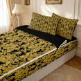 thumbnail image 3 of meiyoeat Rustic Damask Zipper Queen Comforter Set with Fitted Sheet and 2 Pillowcases,Retro Print Zipper Bedding Set For Adults,Gold Black,Black Reversible,4 Pieces, 3 of 7