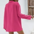 thumbnail image 4 of Women's Casual Loose Two Piece Sets Long Sleeve Shirt with Shorts Trendy Summer 2025 Outfits Hot Pink,M, 4 of 7