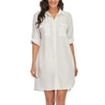 thumbnail image 6 of LUSMAY Women's Casual Button Down Shirt Dress Long Sleeve Cover Up Blouse Tops with Pockets, 6 of 7