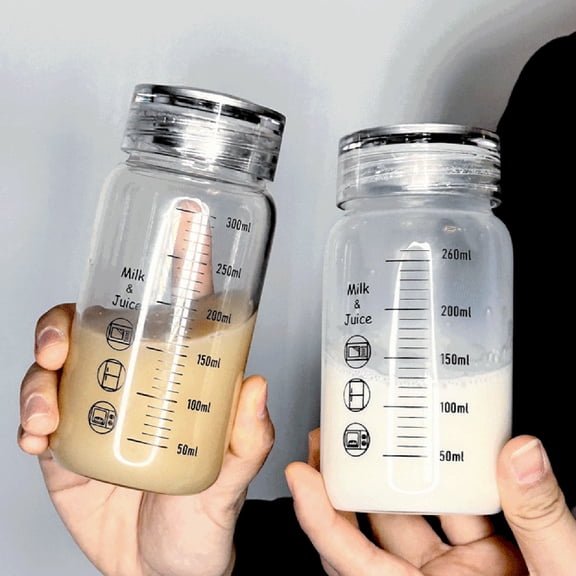 10 Oz Glass Water Bottle with Measurement Markings, Clear Borosilicate Travel Cup with Screw-On Cap, Portable Drinkware for Juice Coffee and Tea