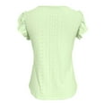 thumbnail image 5 of LIZUOJUNF Short Sleeve Shirts for Women Eyelet Embroidery V Neck T Shirt Womens Button Decor Short Sleeve Shirts Solid Color Summer Flowy Casual Blouse Tunic Tops 2025 Dressy, 5 of 6