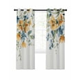 thumbnail image 7 of Blue Yellow Spring Floral Blackout Curtains for Bedroom, Watercolor Botanical Summer Thermal Insulated Kitchen Drapes with Grommets, Light Blocking Window Treatment, 2 Panels 52" x 45", 7 of 7