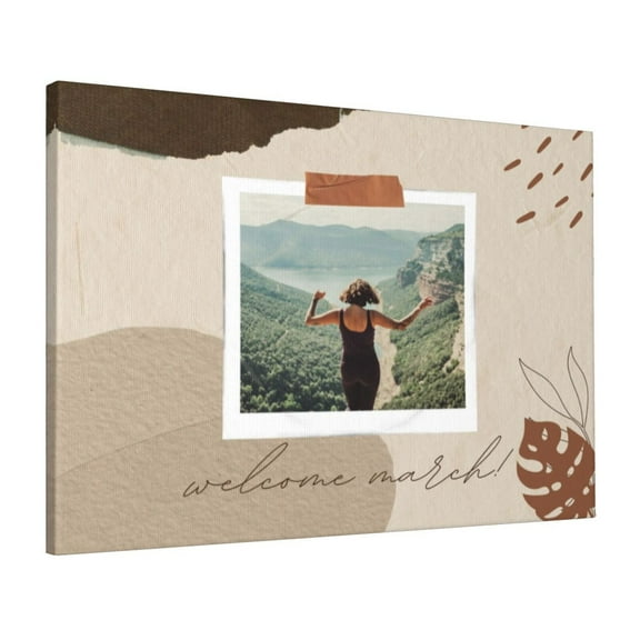 Custom Canvas Prints Brown And Cream Aesthetic Cameria Personalized Photo Image Collage DIY Framed Kit Wall Art Picture Room Decor 16x20 inch