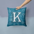 thumbnail image 2 of Monogram Letter Sea Doodles Alphabet Fabric Decorative Pillow, 2 of 4
