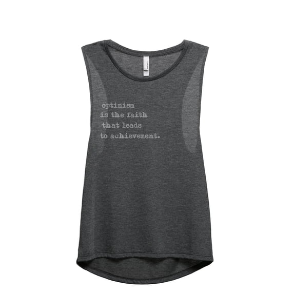 Optimism Is The Faith That Leads To Achievement Women's Fashion Sleeveless Muscle Workout Yoga Tank Top Charcoal Grey Large